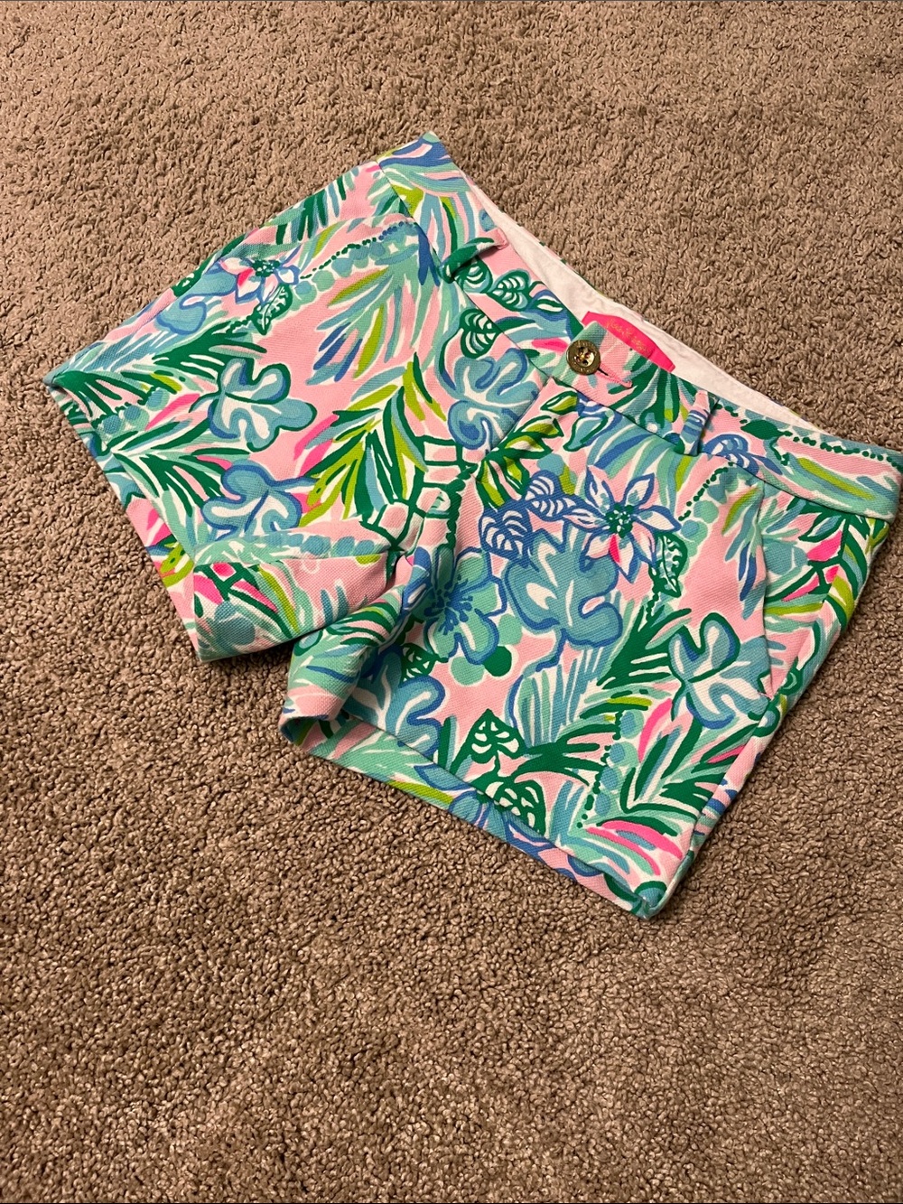 Lilly Pulitzer Pink Tropical Print Bermuda Shorts 00 - Picture 3 of 5